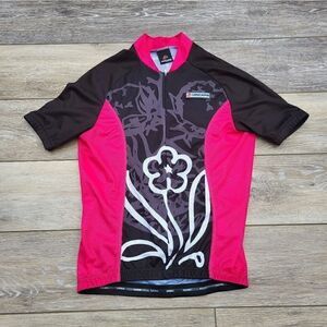 Hincapie women's cycling shirt w/ back water bottle/snack pockets& zipper pocket